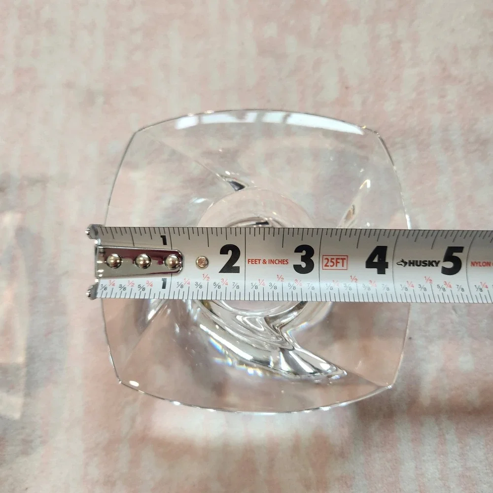 Nambe Crystal Square Swirl Taper Candle Holders Set of 2‎ Clear Glass MCM Style